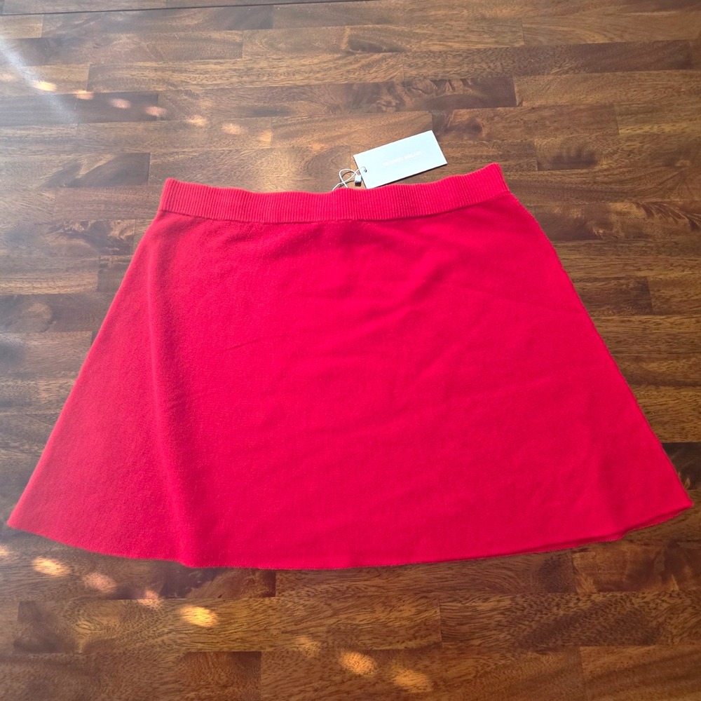 Antonio Melani Women's Solid Red Knit A-Line Pull On Short Skirt wool Size L 007
